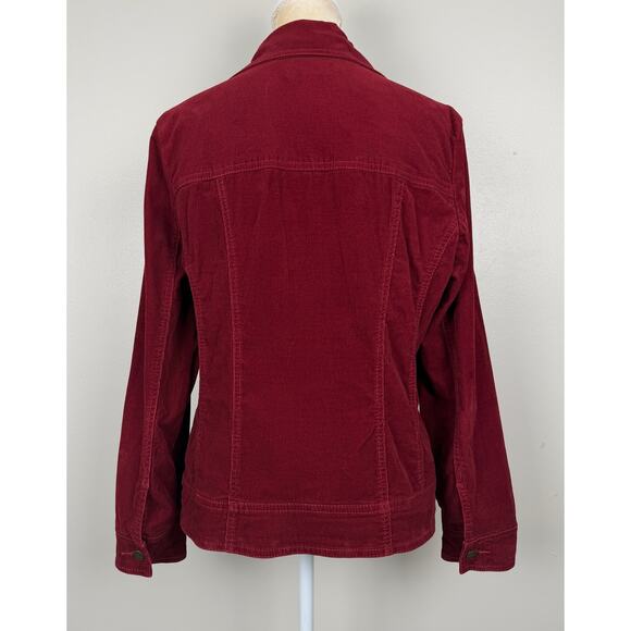 Pendleton Corduroy Button Front Jacket Red Women’s Large Dark Academia Romantic - Picture 5 of 9